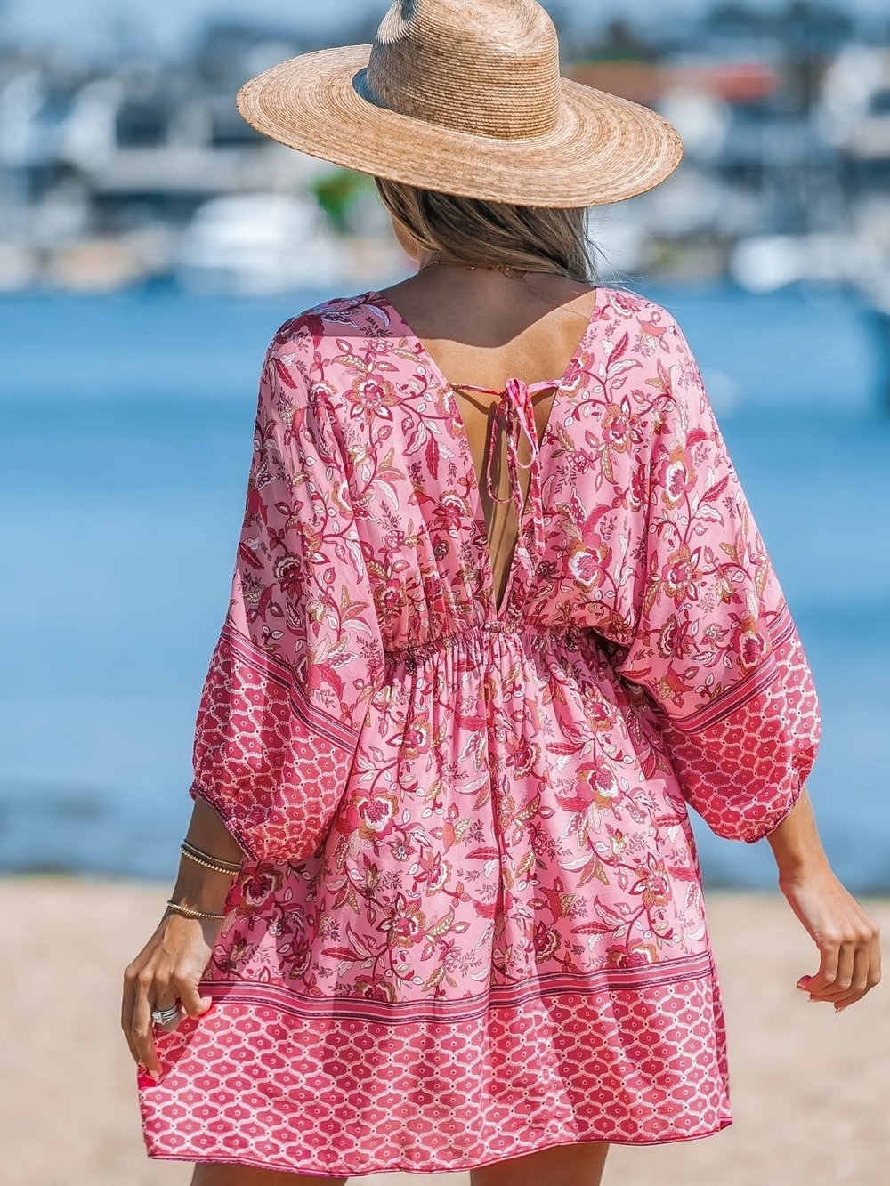 0213 Cupshe Paisley Floral Print Back Tie Mini Dress - Picture 2 of 4